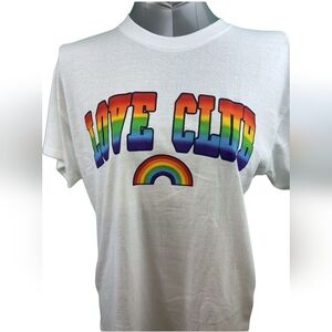 Brisco Love Club Rainbow Graphic White Shirt